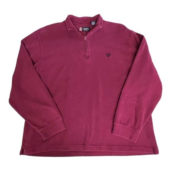 Chaps Mens Quarter Zip Sweater~Size Lrg~Maroon Long Sleeve Layering Shirt L5 16 - Picture 7 of 11